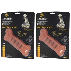 Starmark 2 Pack of Treat Ringer FlexGrip Bones, Large, Mental Stimulation Dog Treat Toys Made in The USA