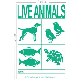 International AIR Transport Travel Live Animal Species Labels 6pk