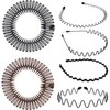 4pack Metal Hair Bands, Unisex Black Wavy Spring Sports Headband