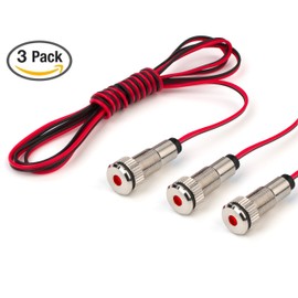 3 Pack of PLUG-N-PLAY Instrument Cluster LED Indicator Light Dash Bulbs. Aluminum Pilot Lights. Color Acrylic Lens. Flush Panel Mount 5/16" 8mm 12V for Speedometer Odometer (Silver Bezel, Red LED)