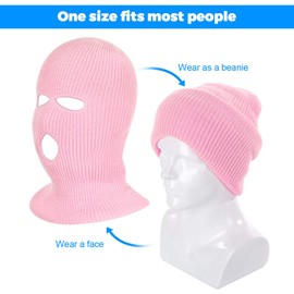 3-Hole Full Face Mask Cover Ski Mask Winter Balaclava Cap Knitted Face Cover for Winter Outdoor Sports Blue
