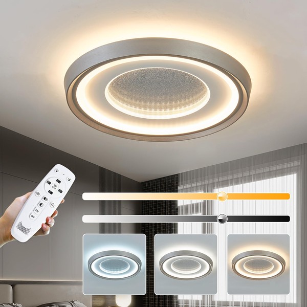 CVKASH LED Flush Mount Ceiling Light Fixture Modern Brushed Nickel