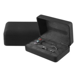 VOCOSTE Multi-Ring Box Jewelry Storage Display Stand Ring Organizer Case PU Leather Gift Box for Wedding, Engagement, Birthday - Black