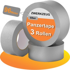 ZWERKZEUG Panzertape - 3 Rollen - Reparatur Klebeband - Gewebeband - extra stark - wasserfest - Gaffa Tape - power Duct Tape - Panzerband - in zwei Farben erhältlich - 48mm x 96m