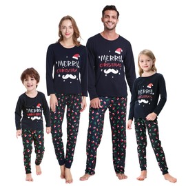 MyFav Matching Christmas Pyjamas for Family Comfy Holiday Sleepwear Xmas Pjs Winter Nightwear for Kid Dad Mom (Blue,Women,XL)