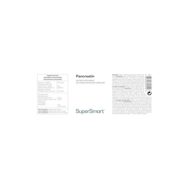 Supersmart - Pancreatin - Contains Synergistic Digestive Enzymes - Helps