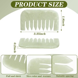 Geiserailie 2 Pieces Jade Combs Massage Stone Hair Comb Guasha Scraping Scalp Comb Facial Massage Tool Multifunctional Handheld Head Tools Head Caring Head Therapy Mother's Day Gift (Square Style)