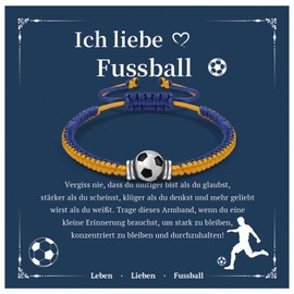 BOCHOI Football Bracelet Children's Sports Bracelets, Adjustable Woven Friendship Bracelet, Metal Football Charm Bracelets for Teenagers, Adults, Girls, Boys, Stainless Steel