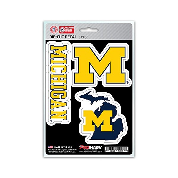 Fanmats NCAA Michigan Wolverines Team Decal, 3-Pack, Yellow, 61037