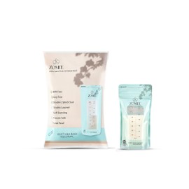 Zomee Disposable 8 oz Breast Milk Storage Bags w/Double Zipper Seal – Count – Leak-Proof – Self-Standing Breast Milk Storage Solution for Fridge or Freezer - Mutiple Count Packs (Pack of 100)