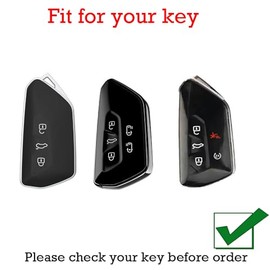 KUNIO - Funda de piel y metal para llave de coche de 3/5 botones para Volkswagen ID.3 ID.4 2025 Golf 8 GTI R Atlas Cross Sport Skoda Octavia 2024 Llavero Protector Accesorios C Verde