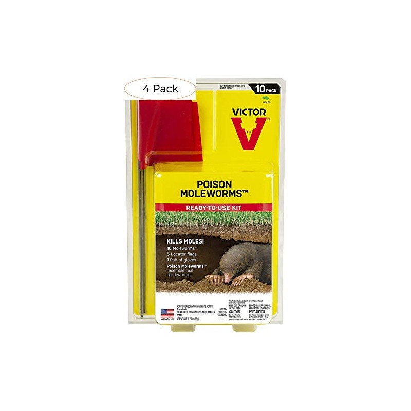 Victor M6009 Poison Moleworms, Yellow (Four Расk)