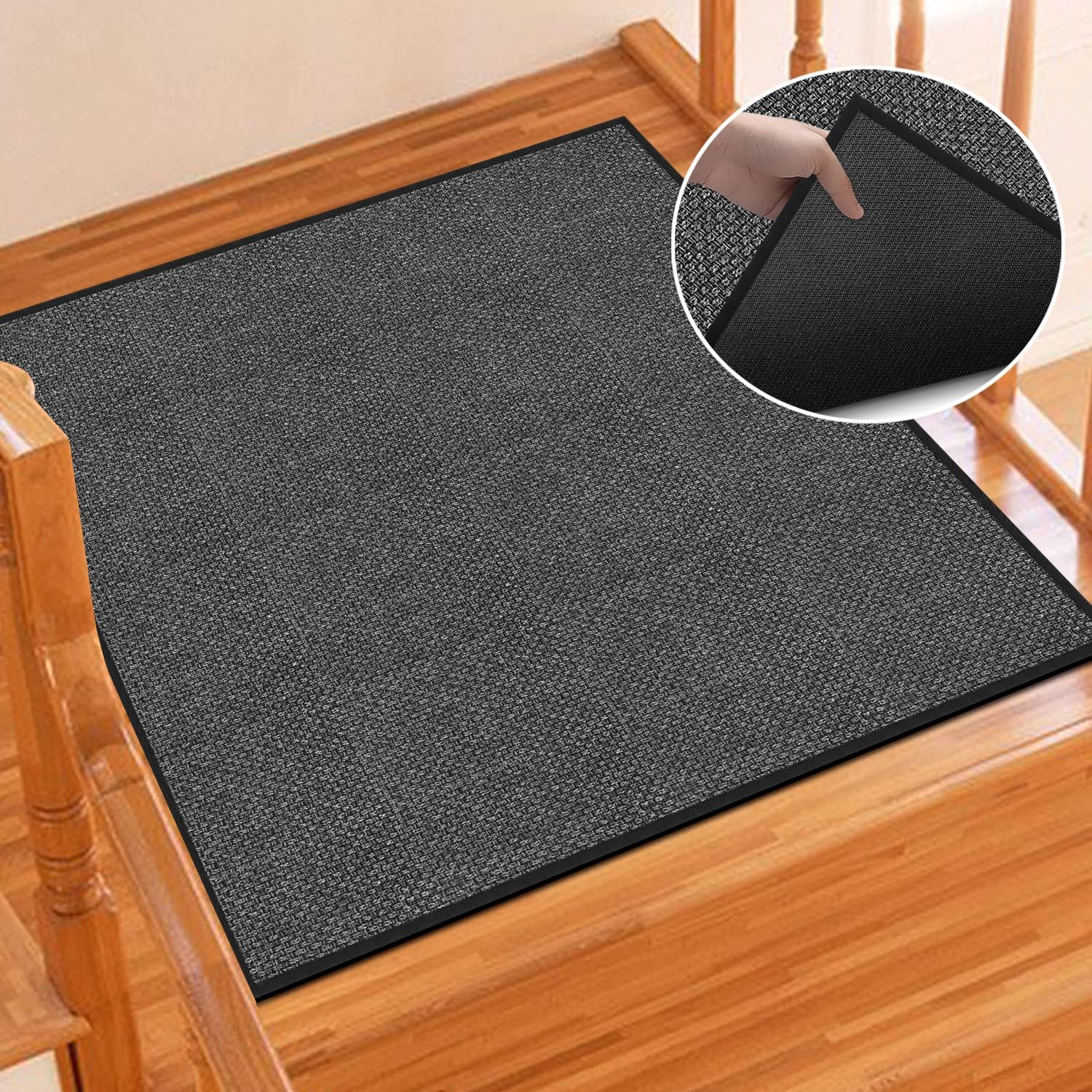 GOYLSER Rubber Stair Matching Mat wit Rubber Backed, 31x31 inch Stair ...