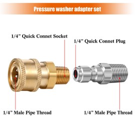 Shimeyao 4 Sets NPT 1/4 Inch Pressure Washer Coupler Quick Connect Plug Male Female 1/4 Quick Connect Fittings Pressure Washer Adapters Accessories(1/4 External Thread)