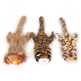 Hohopeti Flat Tiger Dog Squeaky Toys Stuffingless Pet Chew Toys for Dogs Cats No Stuffing