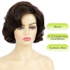 Brown Short Curly Wig Womens 1950s Retro Hair Wigs Heat
