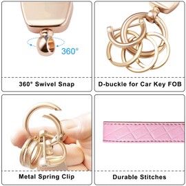 Small Wallet with Leather Keyring, Universal Small Wallet for Women with Key Ring, Car Keyring, Key Fob with Mini Purse, Key Ring with Card Pocket, pink