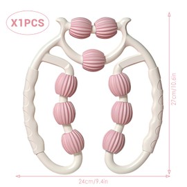 shallyong Massage Roller Legs, Cellulite Massager, Massage Roller, Cellulite Roller, Massage Roller with Handle for Leg, Foot, Arm Massage (White + Pink)