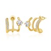 WATEFOER Gold Hoop Earrings for Women, 14K Gold-Plated Triple Claw