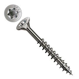 60mm Wood Screws, Torx Drive, Flat countersunk T-Star Plius Muti Head, Ground serrated, 4cut Point Self Tapping Rust-free A2 Stainless Steel Spax Decking Screw 4,5x60/37mm Fastener (100 pcs)