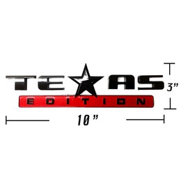 2 Count Black+Red 3D Texas Edition Emblem Compatible with Chevy Silverado Sierra Car Truck Auto Universal Decal