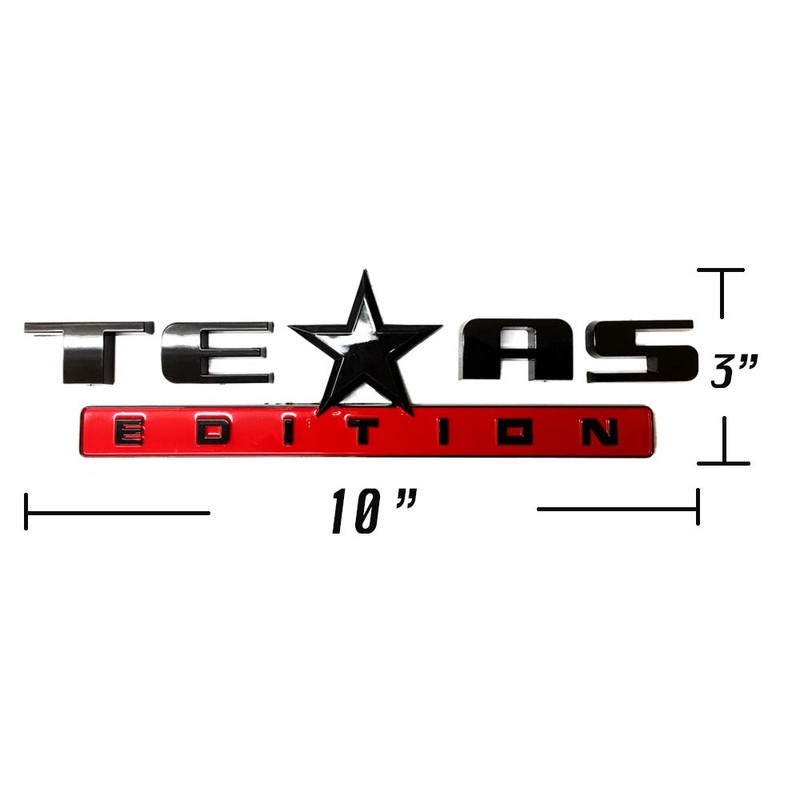 2 Count Black+Red 3D Texas Edition Emblem Compatible with Chevy