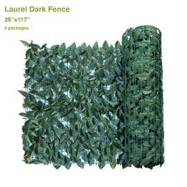 FLORALEAF Artificial Faux Ivy Privacy Fence Screen Hedges Laurel Leaves Panels Dark Green Vine Decoration Natural Looking for Outdoor Decor, Garden, Yard, 39''x117''-2 Pack