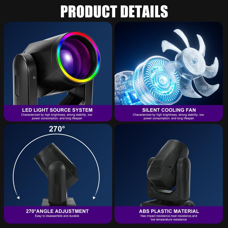 XPCLEOYZ 150W Moving Head Lights, 18-Facet Prism Stage Beam DJ