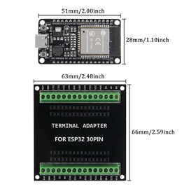 2 Sets 30PIN ESP32 ESP-32S Type-C USB CP2102 Development Board + ESP32 Breakout Board Shield GPIO 1 in 2 Board 2.4GHz WiFi Bluetooth Dual Core