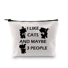 PLITI Marie Makeup Bag Cute Cat Lover Cosmetic Bag Crazy Cat Lady Gift i Like Cats and Maybe 3 People Cat Mom Travel Pouch (cats 3 peopleU)