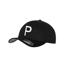Gidutex Flexfit Original Black Baseball Cap Wooly Combed Hat Including Initial Letters in 3D Stick White (Wooly Combed) - p, size: L-XL