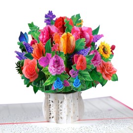 Magic Ants Pop Up Card, Greeting Card, Bouquet, Flowers, for Mother's Day, Father's Day, Anniversary Card, Birthday Card, Love Card, Valentine's Day Cards, Thank You Card, All Occasions (Tulips &