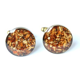 Wood and Resin Bronze Cufflinks, Resin and Wood Cufflinks, Wooden Cufflinks, Fathers Day Cufflinks