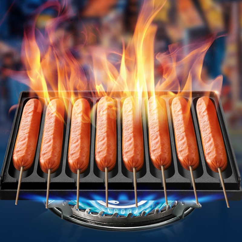 8 Grids Sausage Grilling Pan Prevent Stick Thickened Aluminum Plate