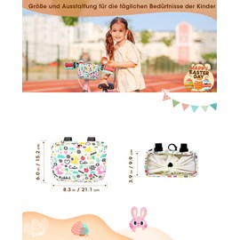 ANZOME Bicycle Basket Front for Children Handlebar Bag with Waterproof Cover, Children's Bicycle Handlebar Basket for Girls Bicycle Accessories Suitable for Most Children's Bicycles, Balance Bike