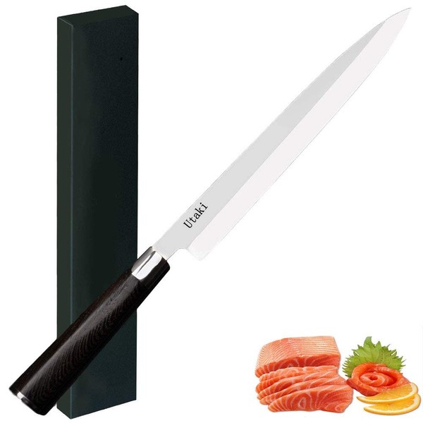Utaki Sashimi Knife, Yanagi Blade Knife, Clam Blade, 11.8 inches (300 mm), Thickness 0.17 inches (4.2 mm), German 4166 Steel