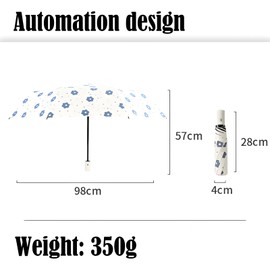 JYJLLM Folding Mini Umbrella,fully automatic Compact Umbrella, Small Umbrella with Watercolour Patterns, UV Protection Travel Umbrella, Fast Dry and Lightweight Portable Umbrella (white)