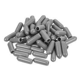 sourcing map 50pcs Rubber End Caps Protective Caps 4.5mm ID Vinyl PVC Round Tube Bolt Cap Cover Screw Thread Protectors Light Gray