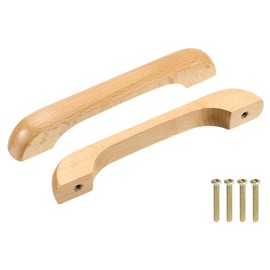 sourcing map 6Pcs Wood Drawer Pulls Handles, U Shaped 128mm/5.04" Hole Spacing Beech Wood Cabinets Drawer Knobs Pull Handles for Kitchen Cabinets Dresser Furniture