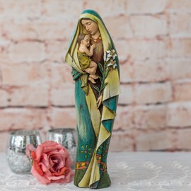 Joseph's Studio 12.5" H Madonna and Child with Lily Figure, Renaissance Collection, Religious Gift, Home Decor