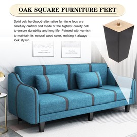 Fomiata Pack of 4 Furniture Feet, Wooden Furniture Legs, 10 cm, Solid Wood Oak Legs with Mounting Plates, Screws and Felt Gliders, for Sofa, Bed, Cabinet, Couch, Chair (Black)