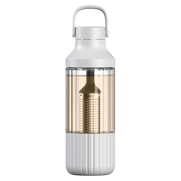 Beast Hydration System | Infuse Water, Glass, Stainless Steel, Portable (Cloud White)