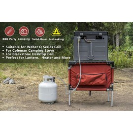 GasSaf 12FT Propane Hose, Stainless Steel Propane Adapter Hose, 1 lb to 20 lb Converter Propane Tank Hose for Coleman Camping Stove, Buddy Heater, Blackstone Griddles, Weber Q Grills and More