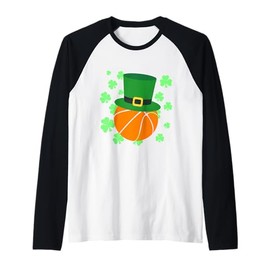 Basketball Ball - Leprechaun Hat St Patrick’s Day Raglan Baseball Tee