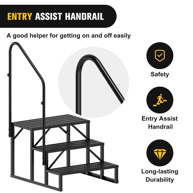 Nilight RV Steps with Handrail, 3 Steps Hot Tub Steps