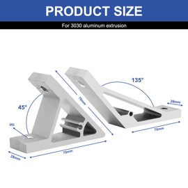 Seekliny 12pcs 3030 45/135 Degree Corner Bracket Connector 3030 Extrusion Hardware T-Slot V-Slot Accessories with Screws and Nuts for 3030 Extrusion Angle 3D Printer Framing Accessories Silver