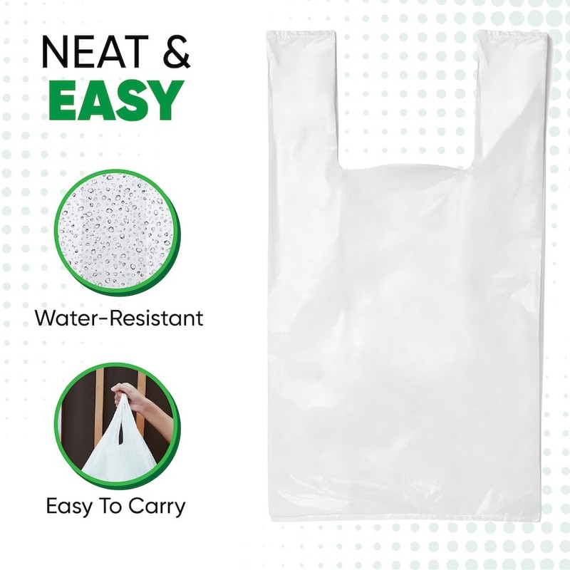 100 White Plastic Carrier Bags – Vest-Style Plastic Bags with