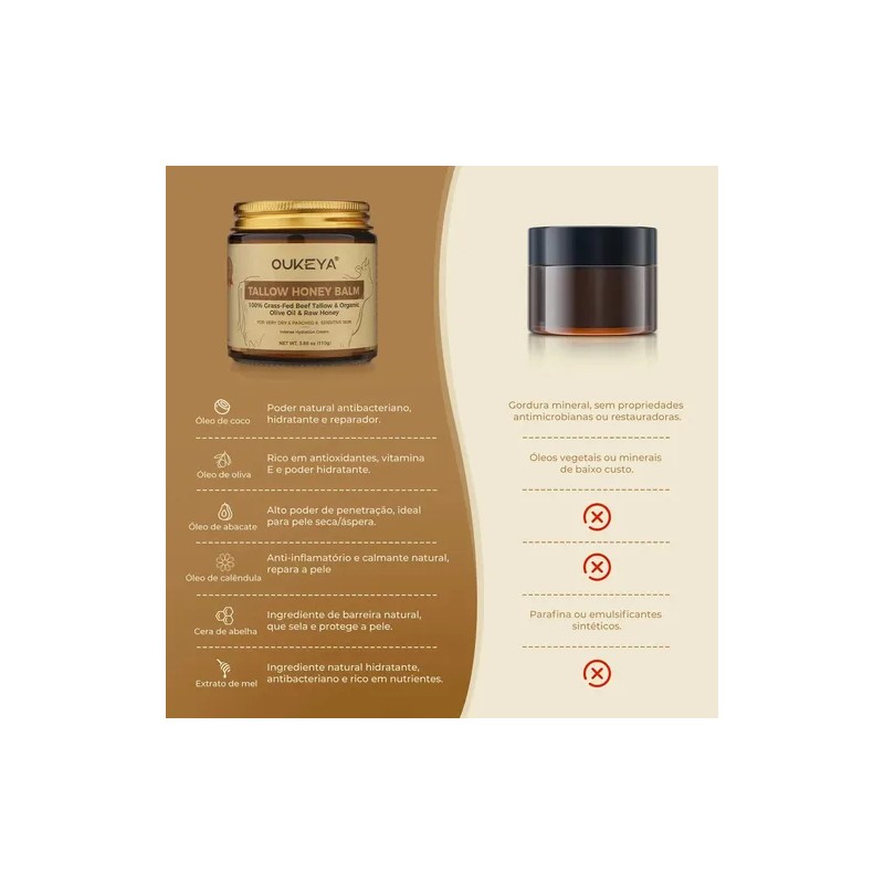 Crema Facial y Corporal Oukeya con Sebo Bovino y Miel
