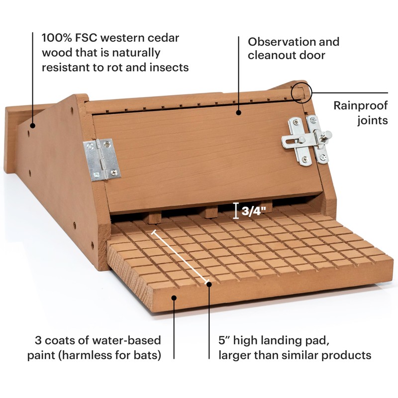 WHITEHORSE Bat House for Outdoors - 4-Chamber Bat Box -