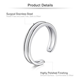 Mayhoop Vintage Toe Rings for Men Surgical Steels Adjustable Open Toe Rings Silver Tail Ring Finger Rings Knuckle Ring